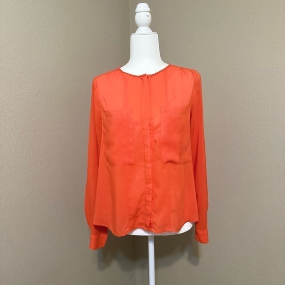 Anthropologie Maeve Clara Coral Button Down Blouse Size 4 - Picture 8 of 8